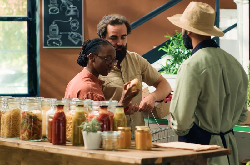 In store saving food with sustainable packaging